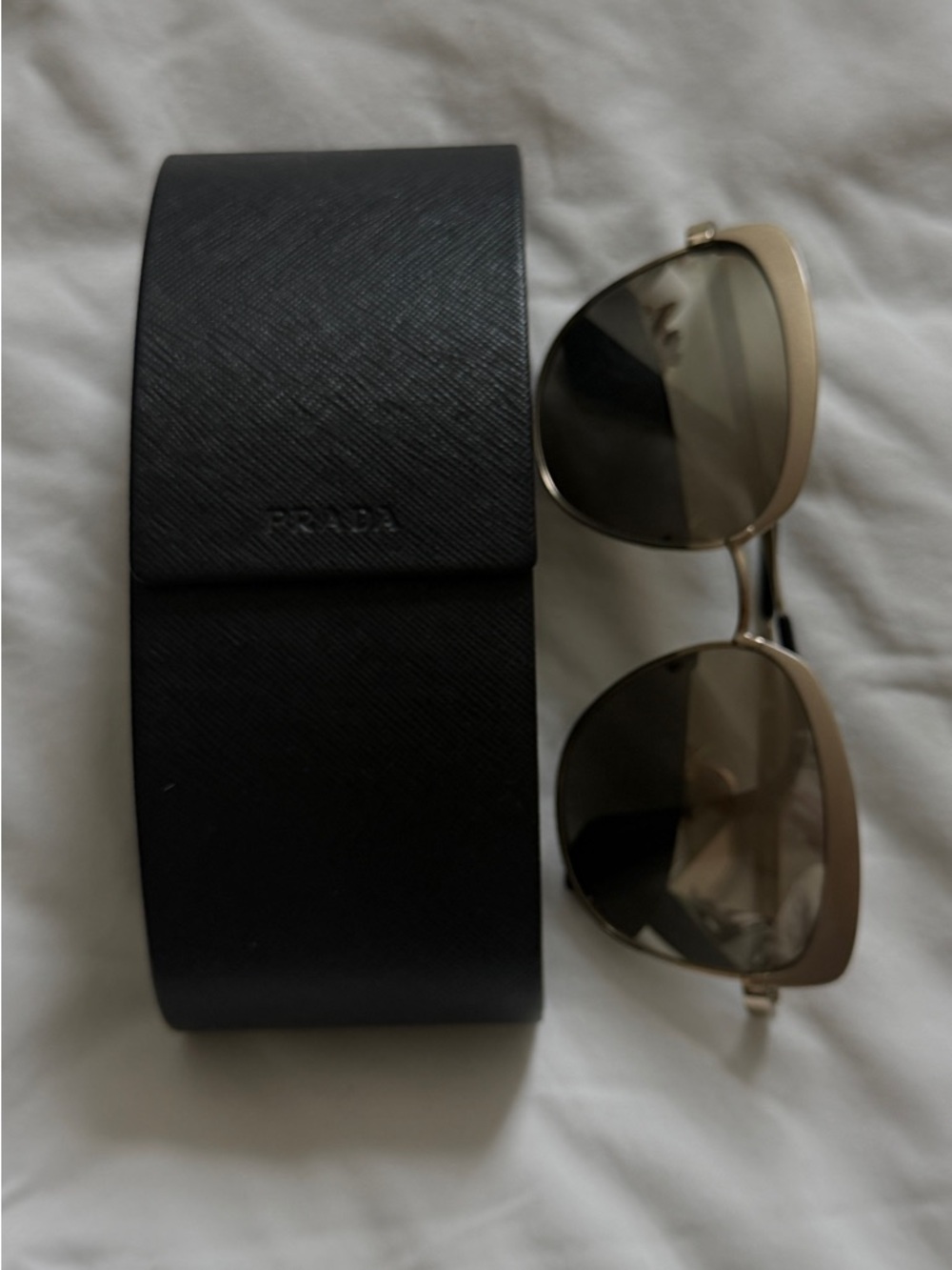 Prada Gold Frame Sunglasses with Black Case - Brown Lenses